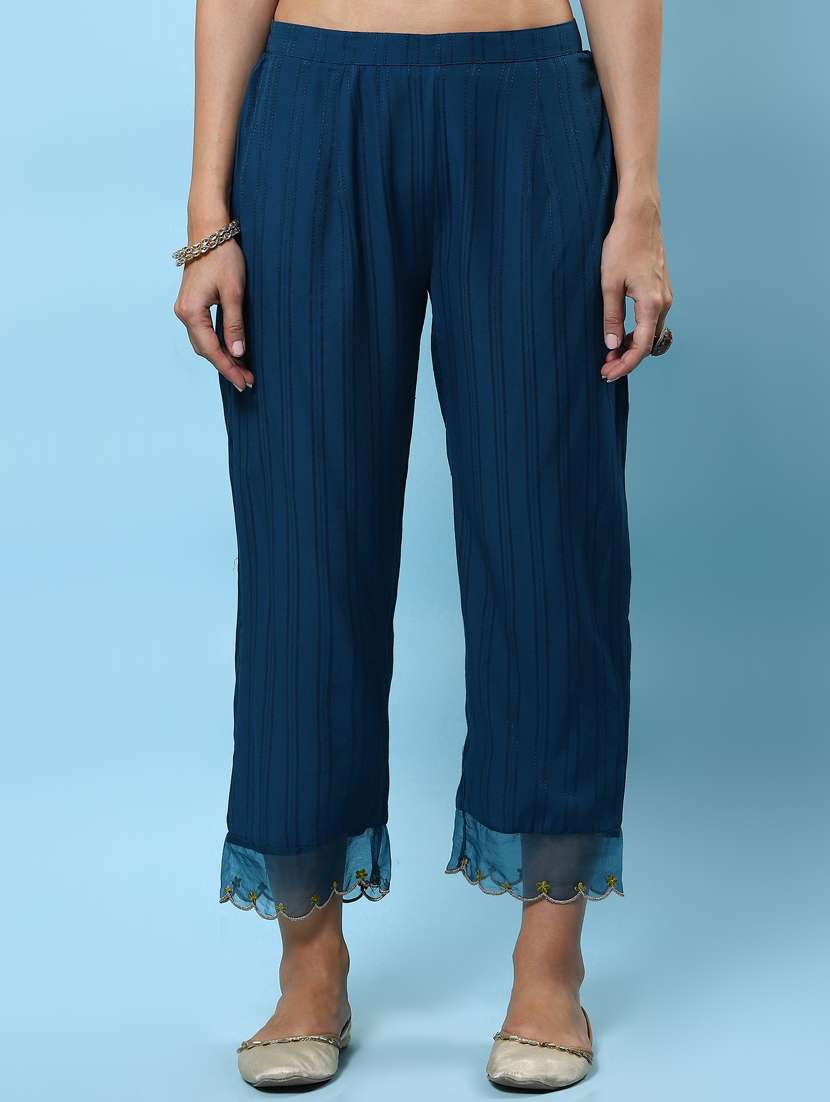 women teal self design kurta pant set - 21221638 -  Standard Image - 4