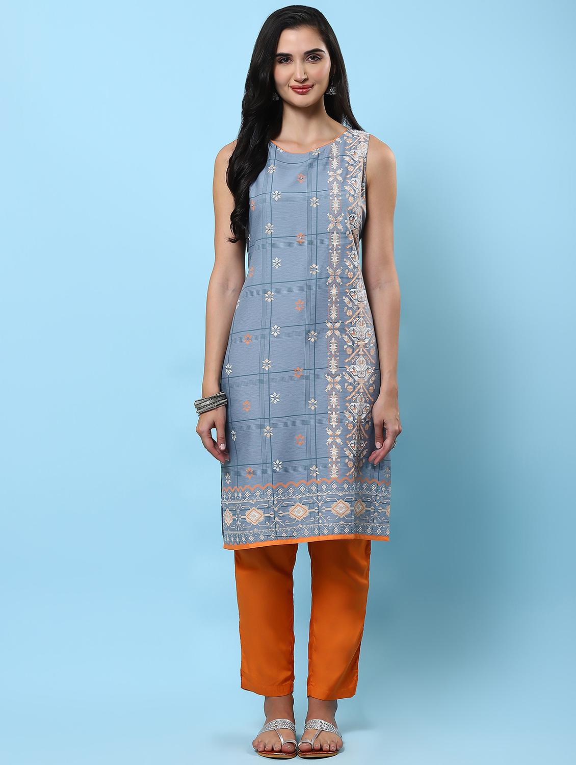 women boat neck printed straight kurta - 21221643 -  Zoom Image - 0