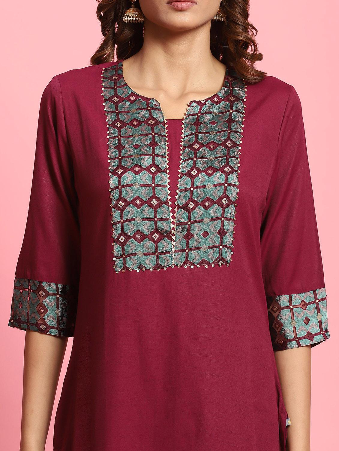 multi colored silk blend kurta dupatta set - 21221654 - Standard Image - 6