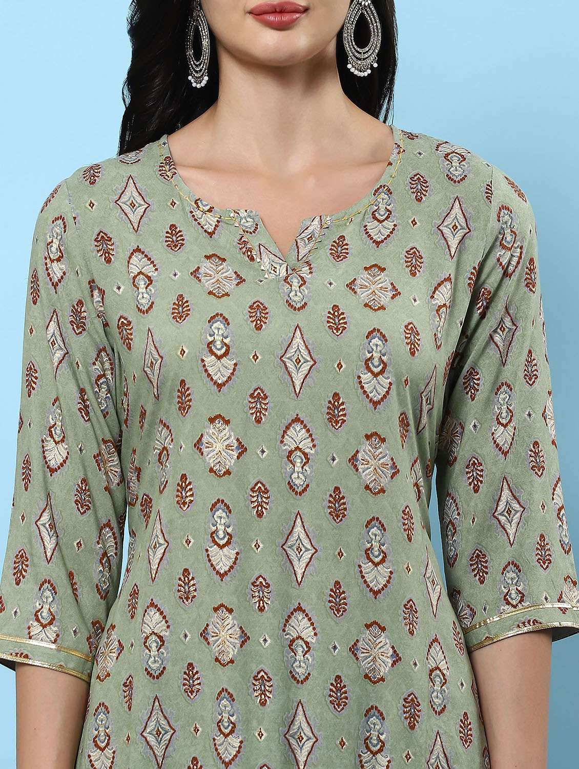 women printed notch neck kurta salwar set - 21221666 -  Standard Image - 6