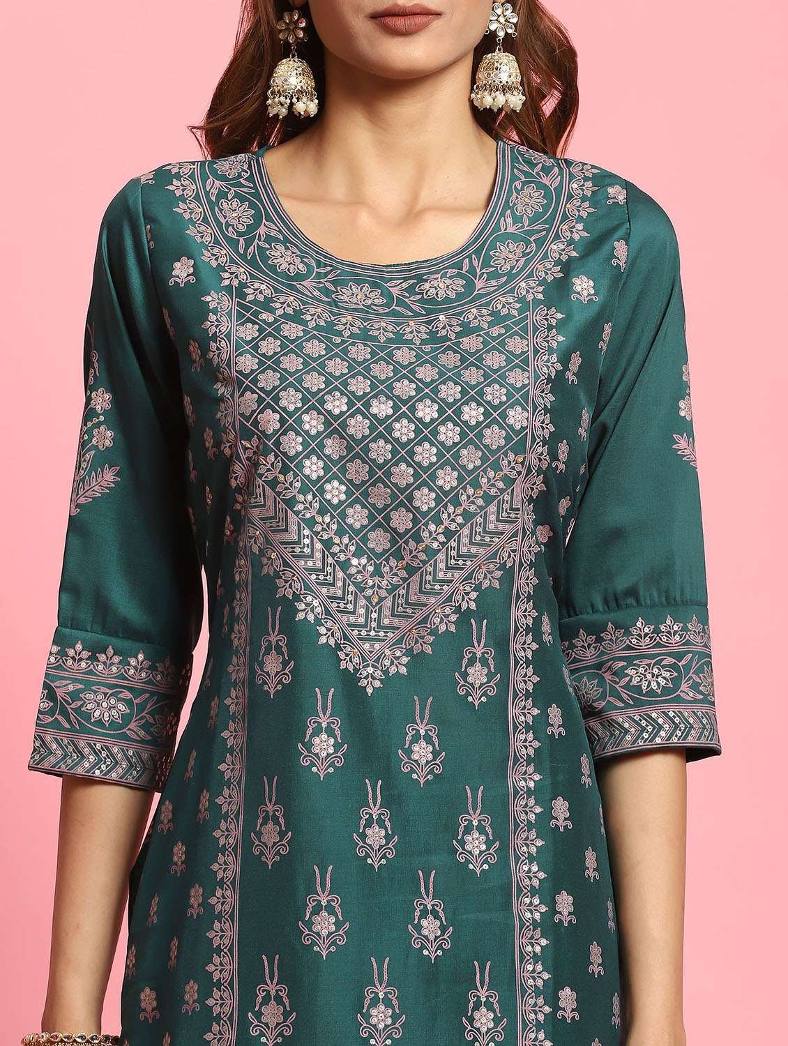 women round neck kurta palazzo set - 21221685 - Standard Image - 6