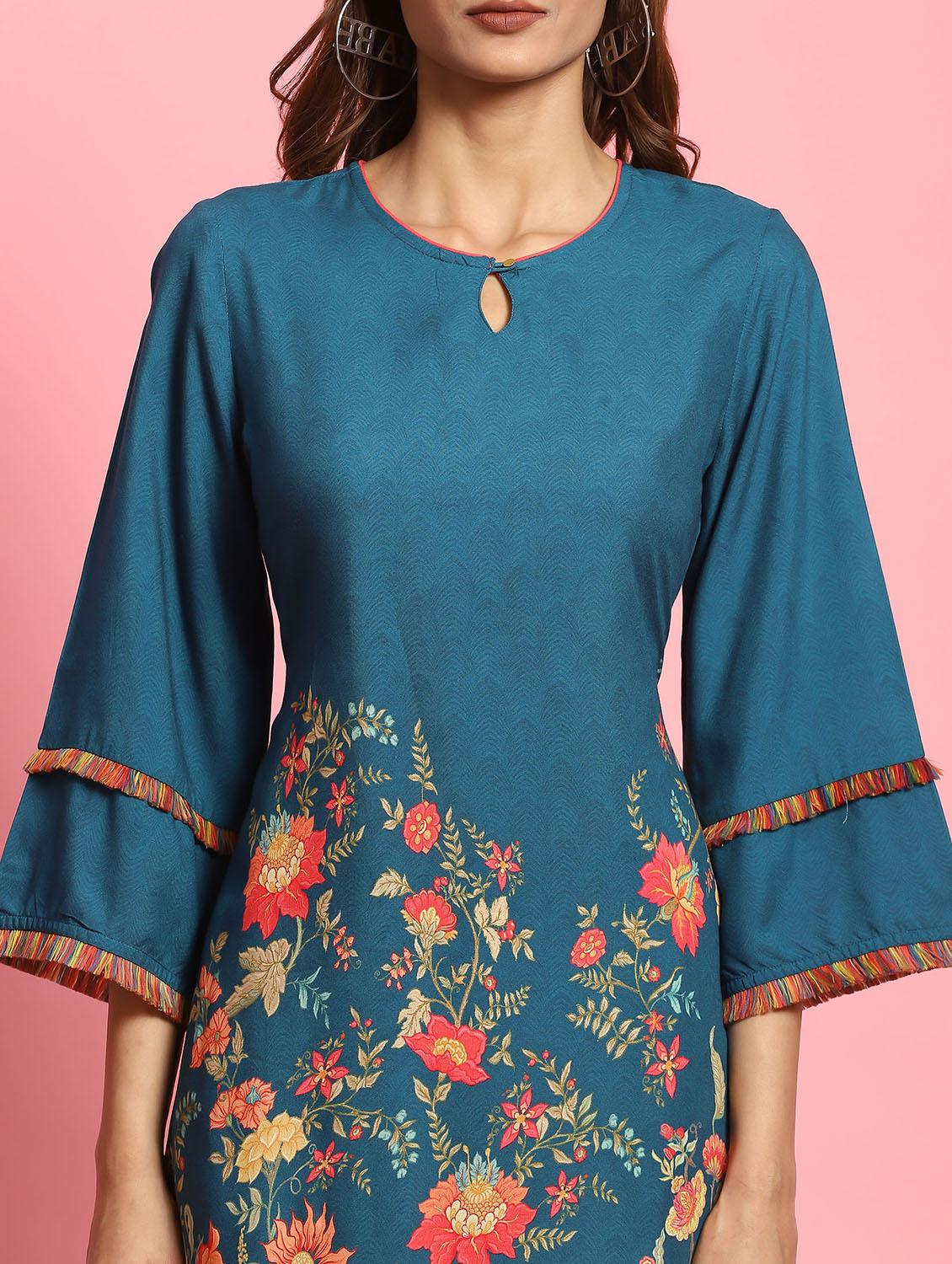 women floral key hole neck kurta salwar set - 21221690 - Standard Image - 6
