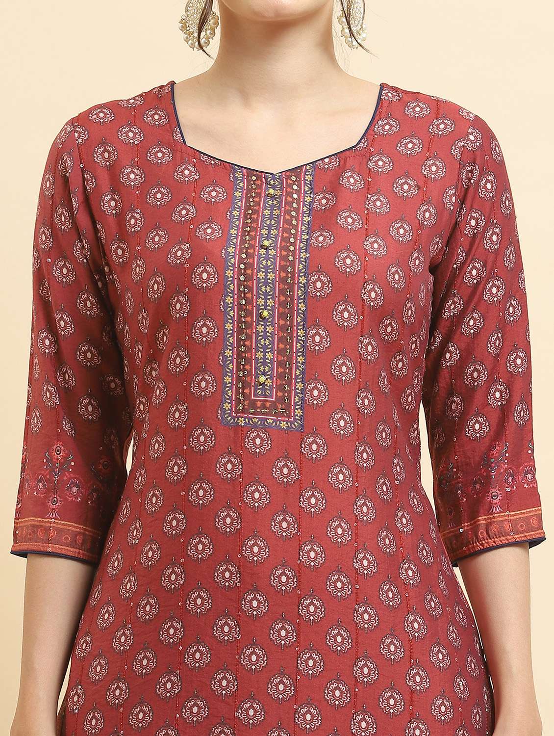 women three quarter sleeve kurta pant with dupatta set - 21221702 -  Standard Image - 6