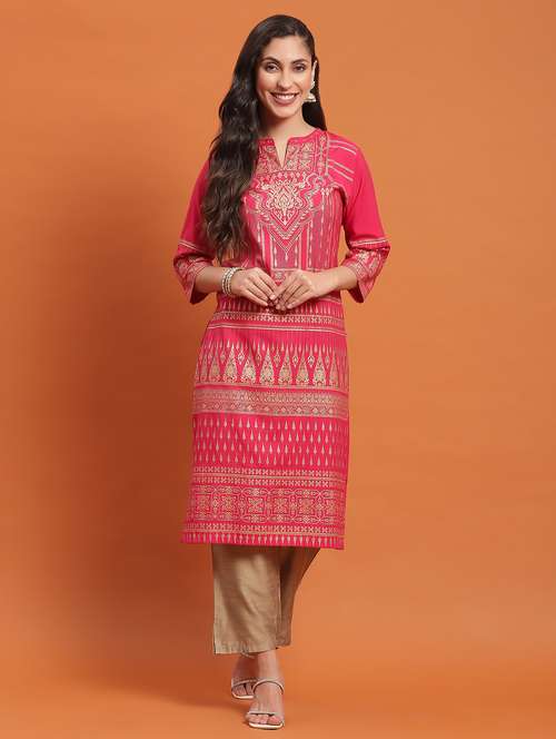 women pink self design kurta  - 21221706 -  Standard Image - 0