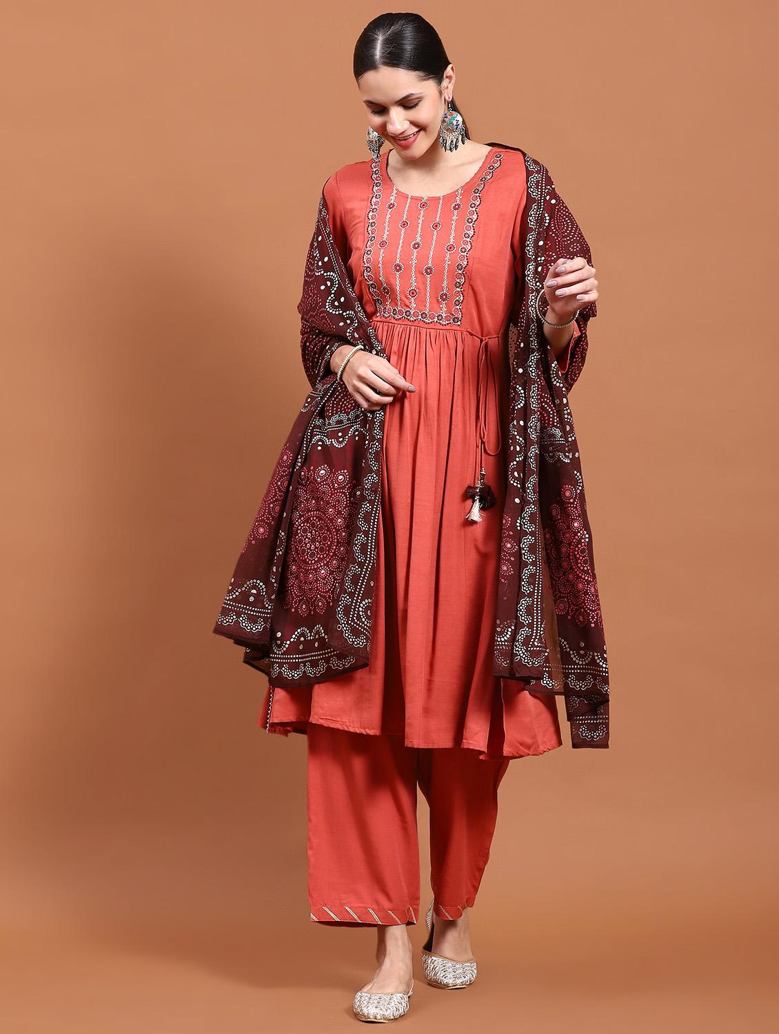 women embroidered kurta palazzo set with dupatta - 21221716 - Standard Image - 4