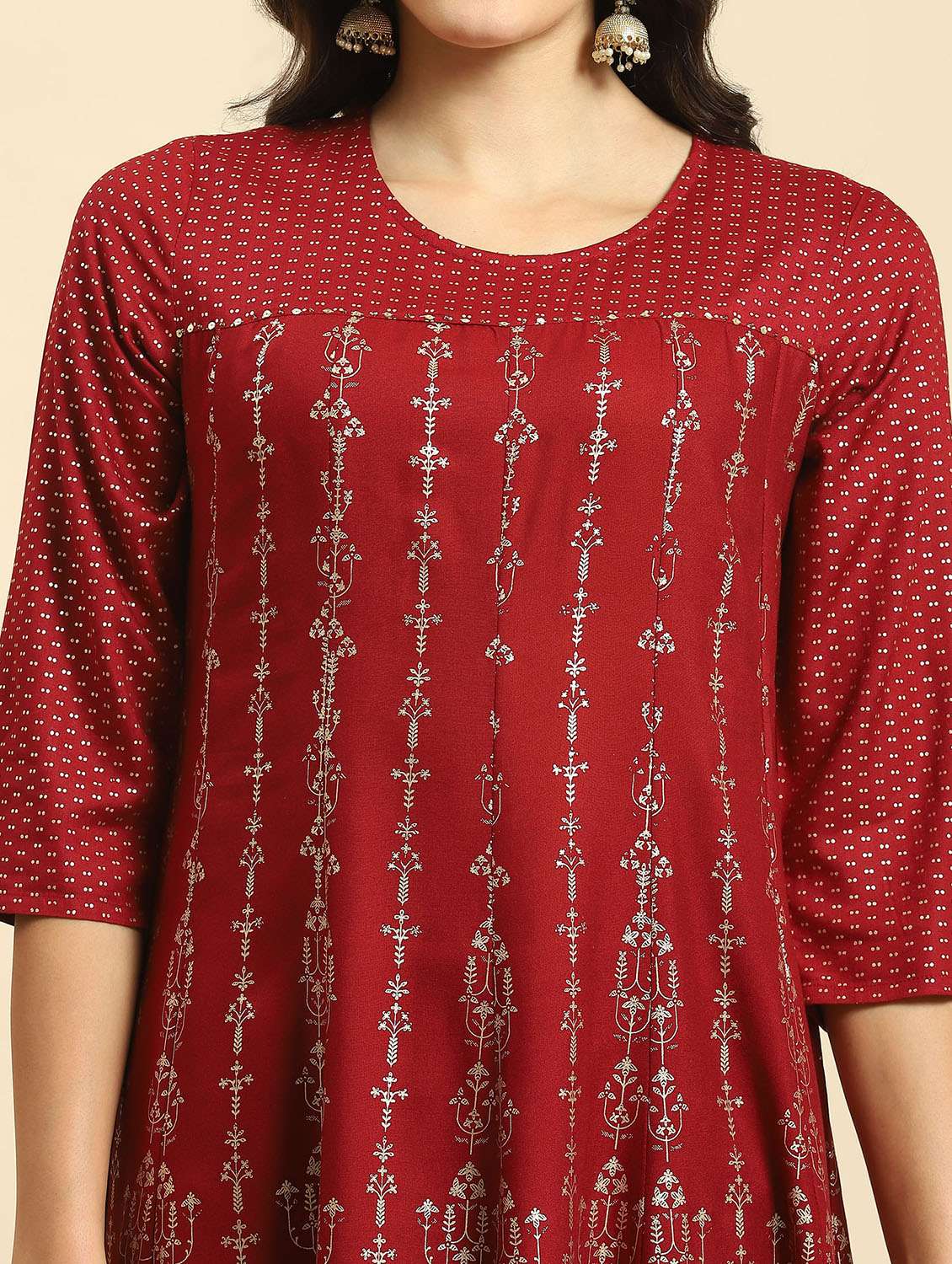 women foil print round neck kurta pant set with dupatta - 21221725 - Standard Image - 6