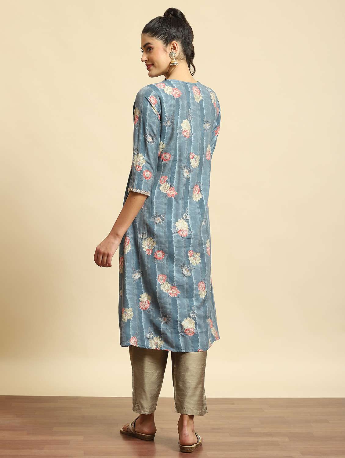 women grey floral printed kurta  - 21221750 -  Standard Image - 4