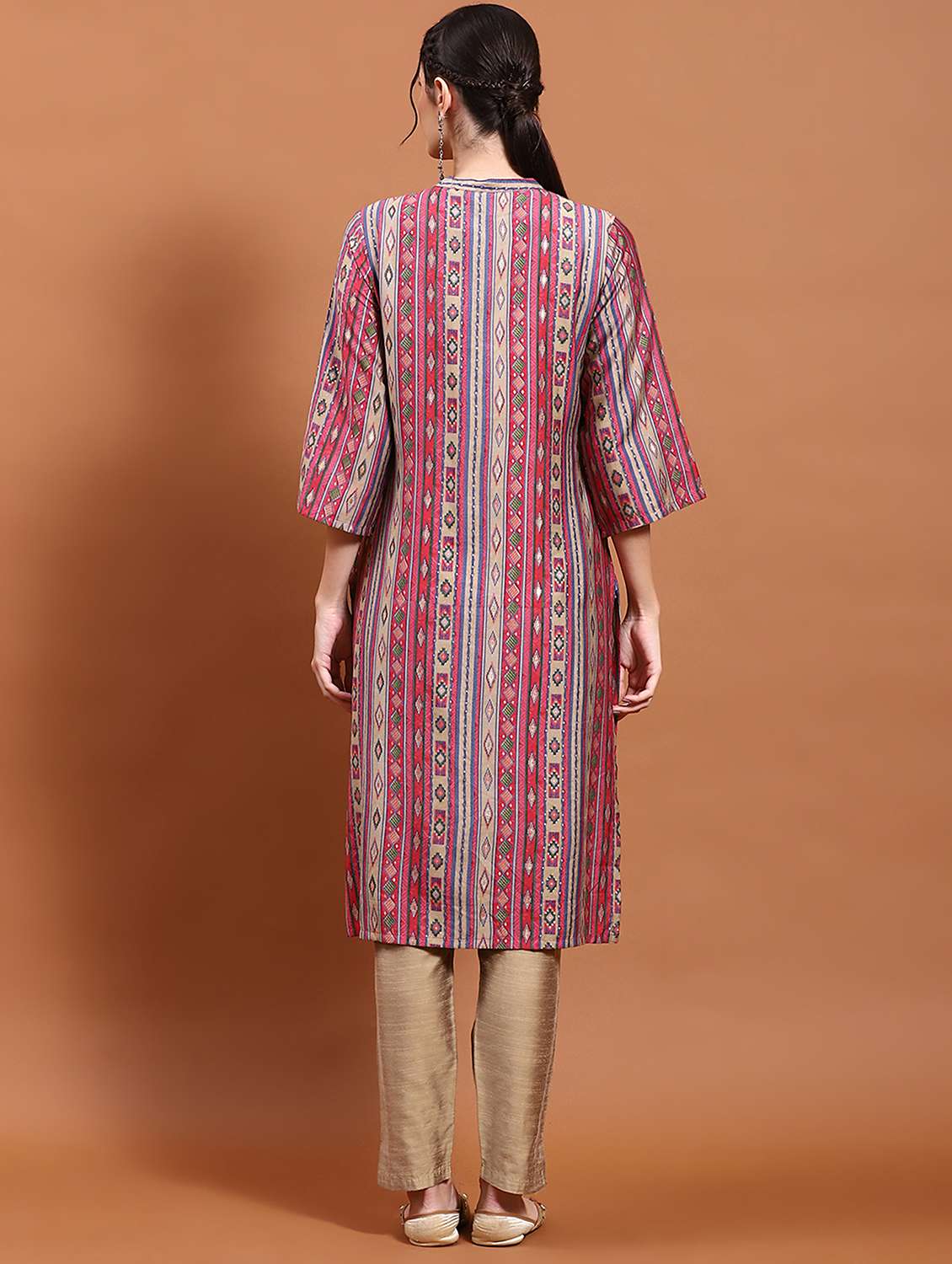 women mandarin neck printed straight kurta - 21221753 -  Standard Image - 4