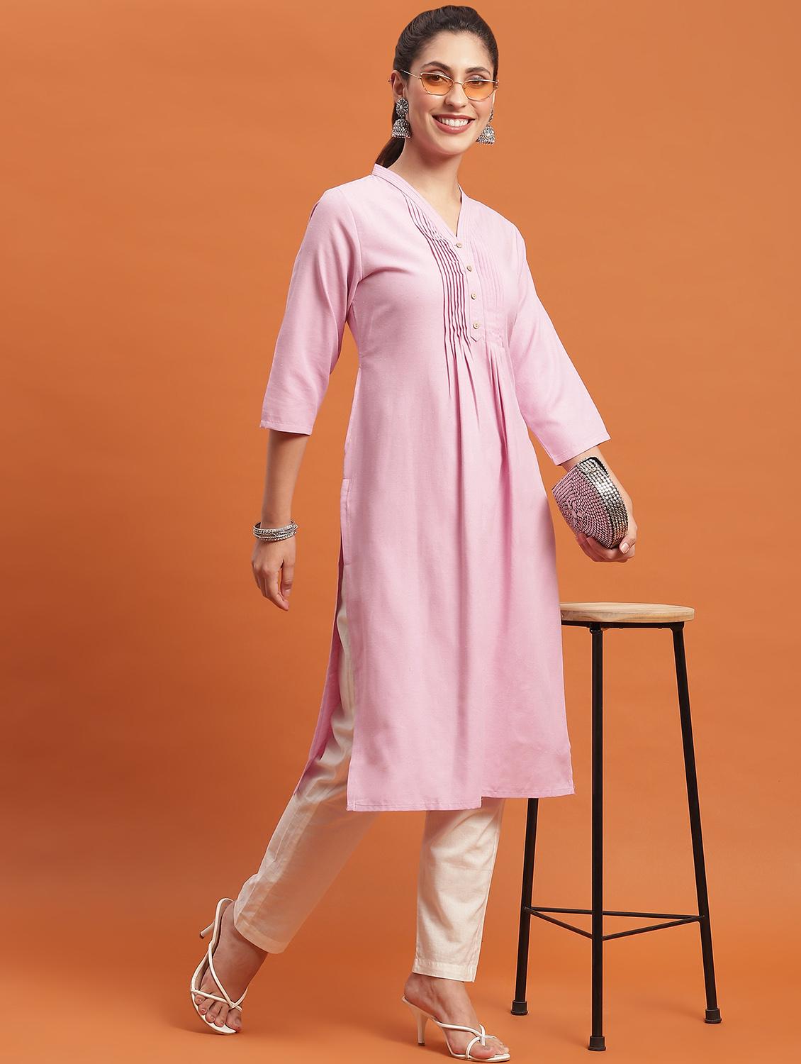 women three quarter sleeve straight kurta - 21221779 - Zoom Image - 0