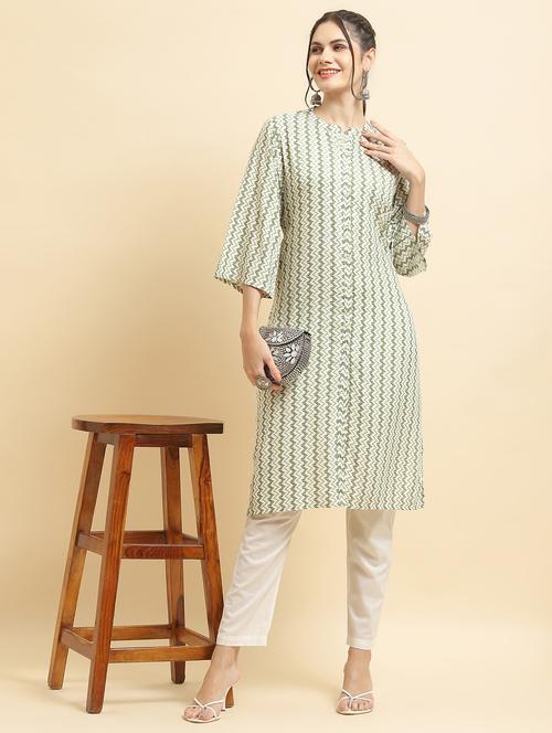 women three quarter sleeve straight kurta - 21221780 -  Standard Image - 0