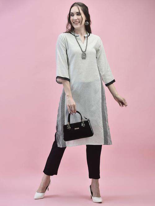 women three quarter sleeve straight kurta - 21221805 -  Standard Image - 0