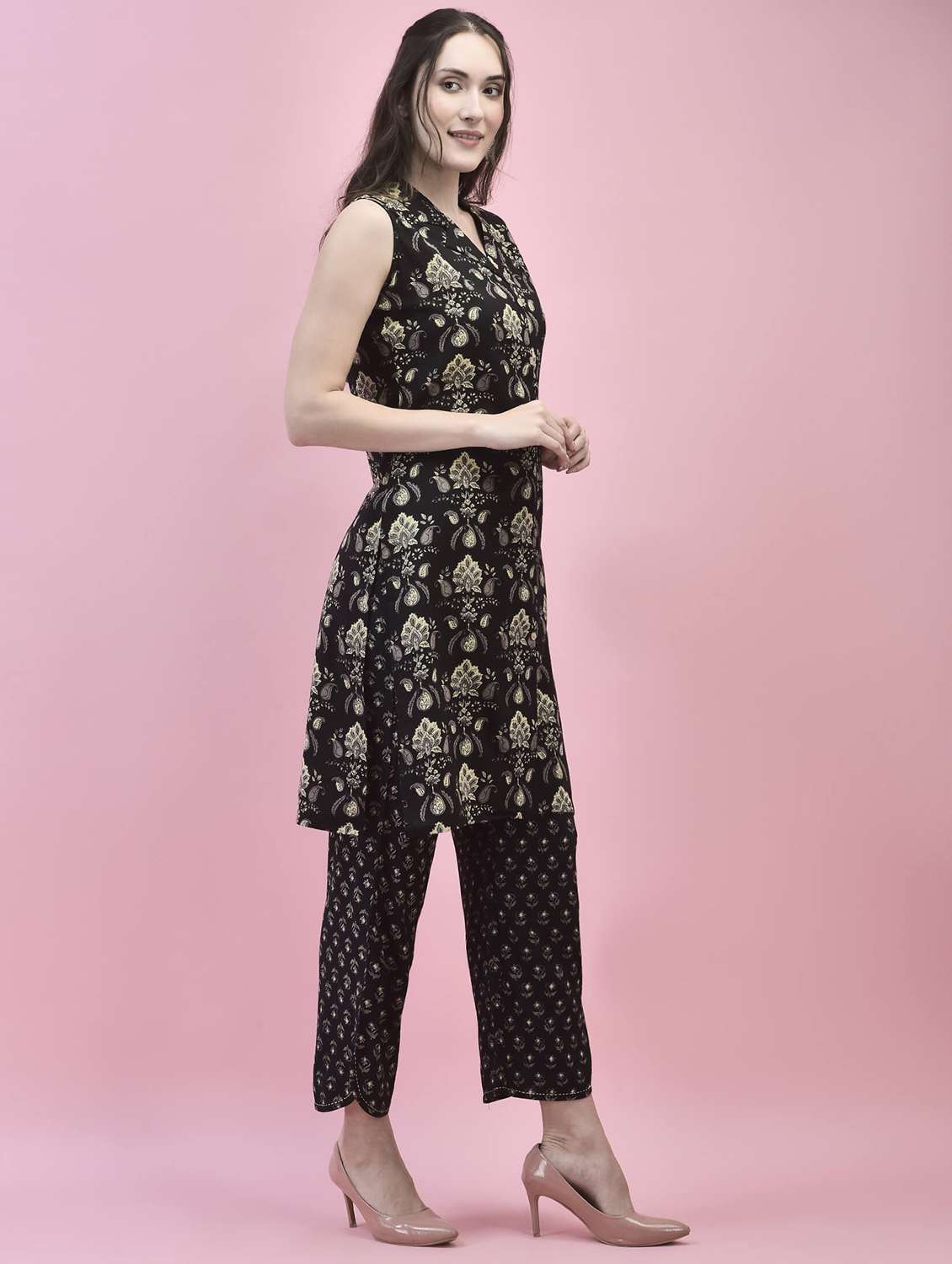 black cotton kurta pant  set - 21221824 -  Standard Image - 4