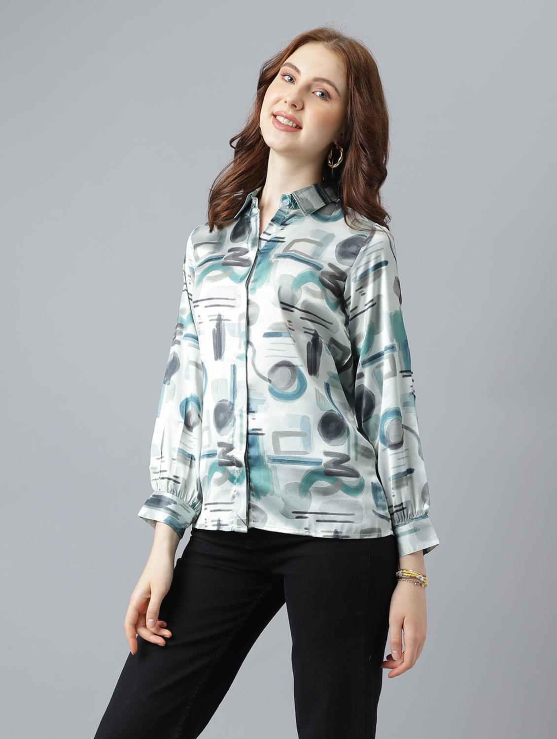 green satin regular shirt - 21222256 - Standard Image - 1