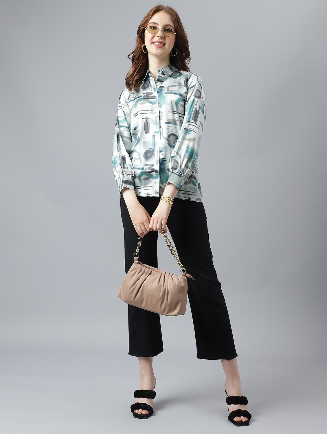 green satin regular shirt - 21222256 - Standard Image - 4