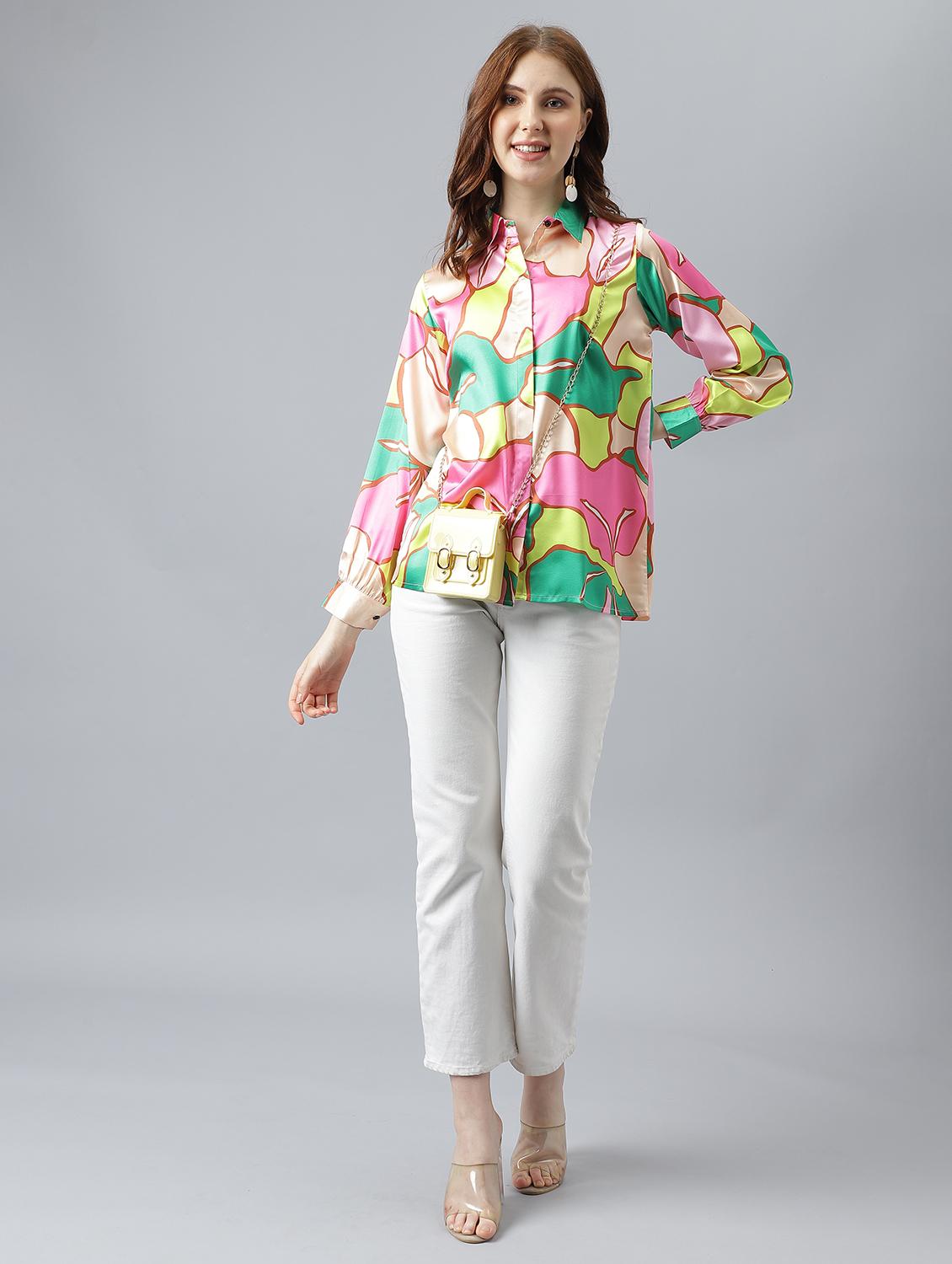 multi colored satin regular shirt - 21222257 - Standard Image - 4