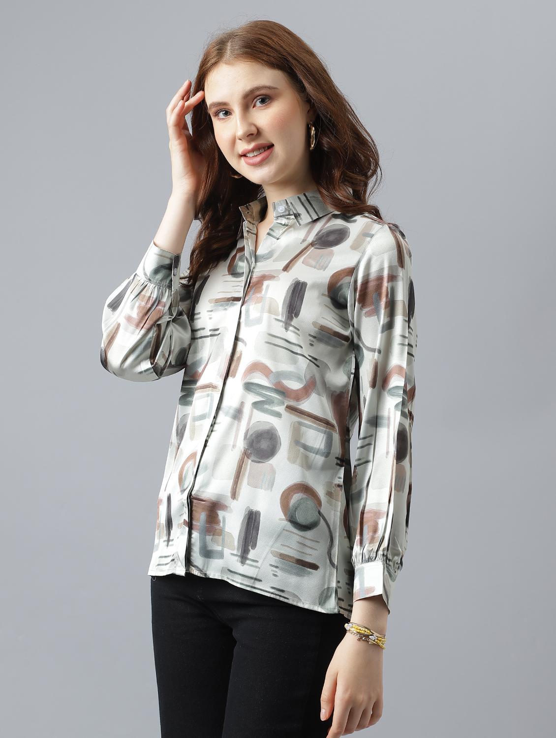 green satin regular shirt - 21222260 - Standard Image - 1