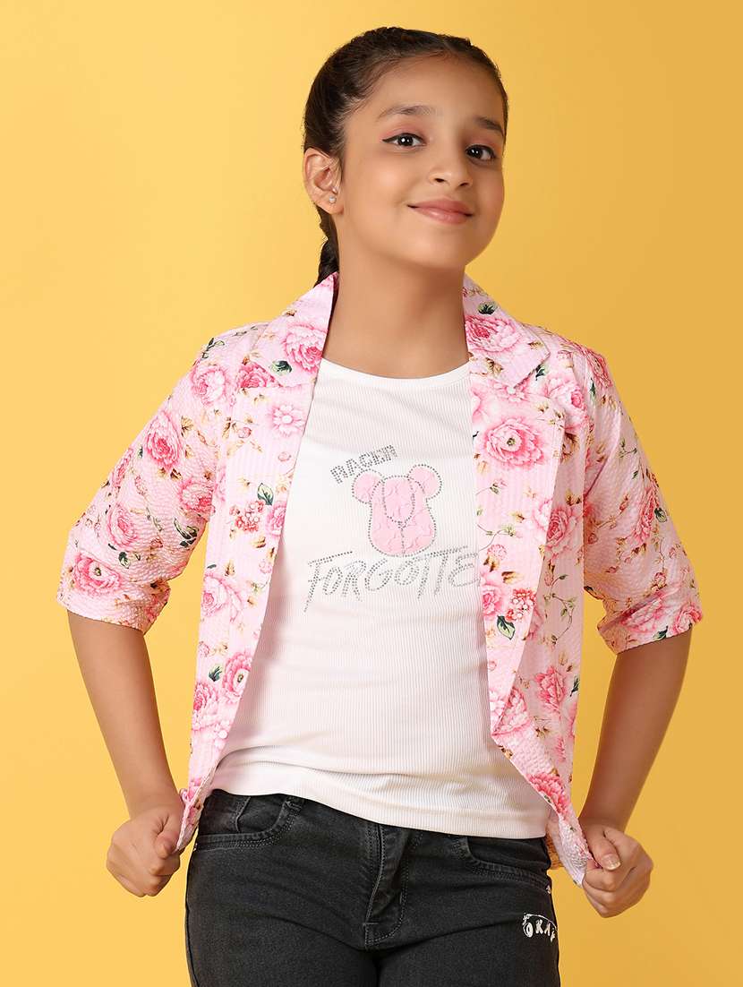 girls white cotton top with jacket