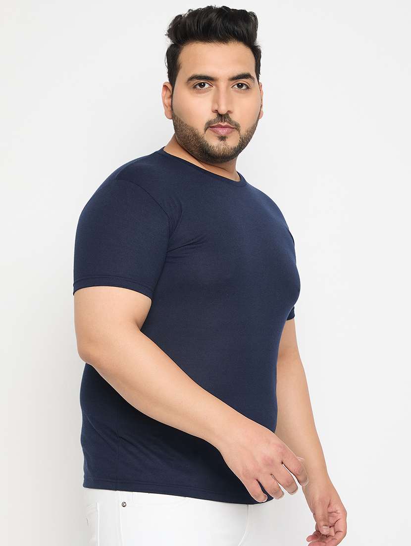 navy blue cotton blend plus t-shirt