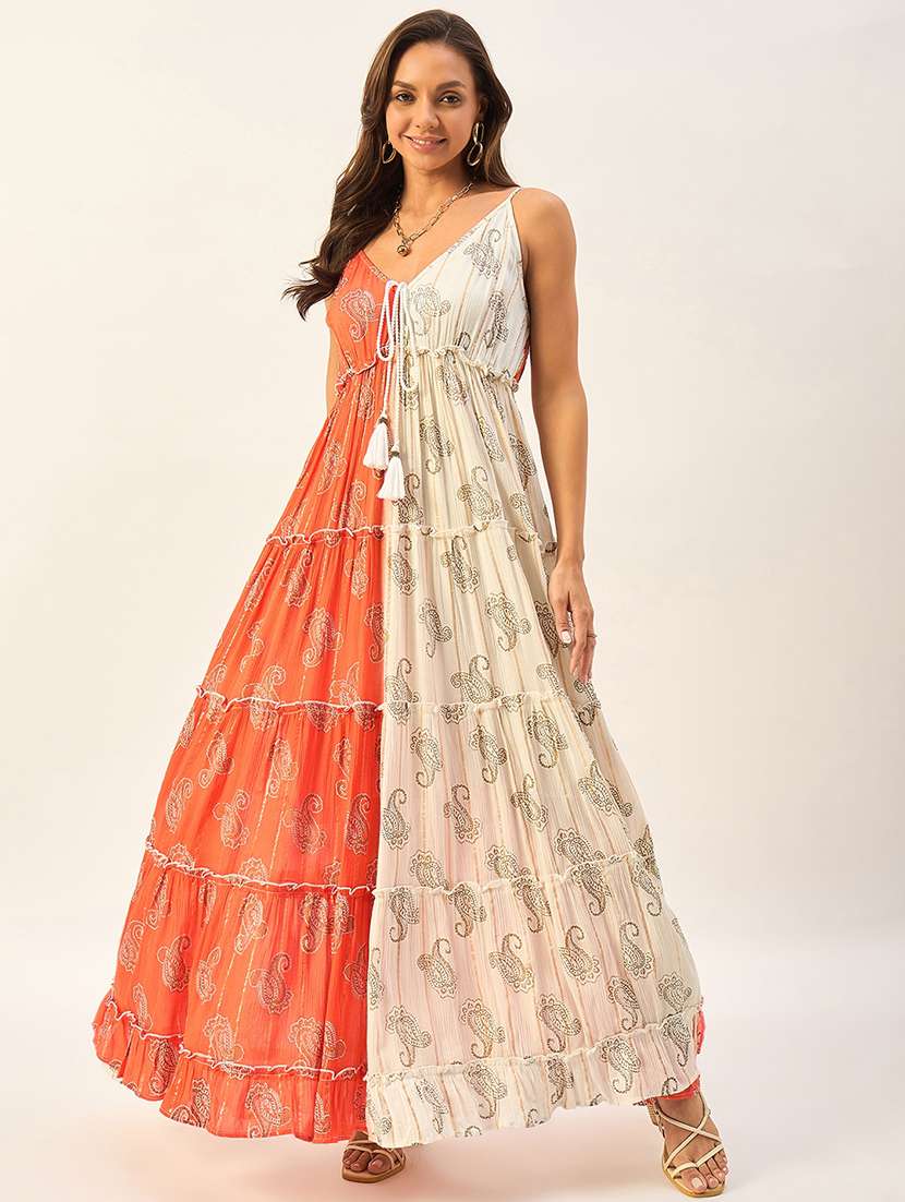women sleeveless paisley printed dress - 21222598 -  Standard Image - 1