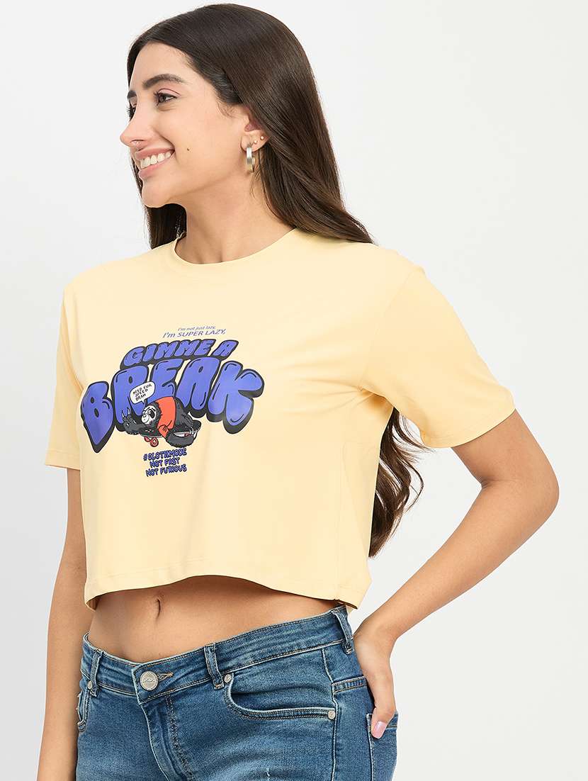 women round neck crop t-shirt - 21222615 -  Standard Image - 1