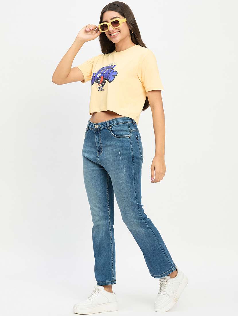 women round neck crop t-shirt - 21222615 -  Standard Image - 4
