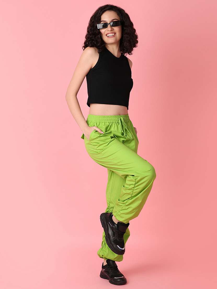 women solid high rise relaxed fit jogger - 21222826 -  Standard Image - 4