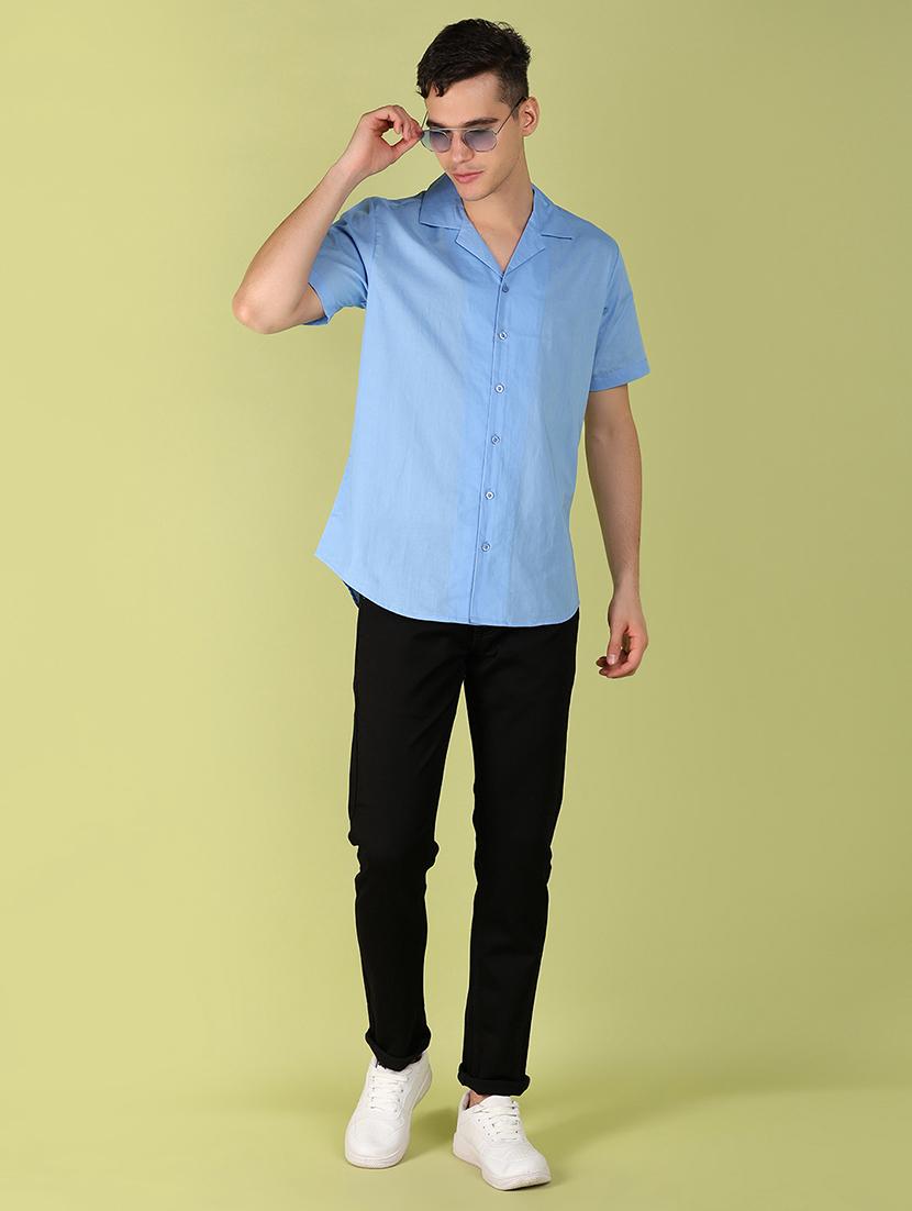 light blue solid casual shirt - 21222859 - Standard Image - 4