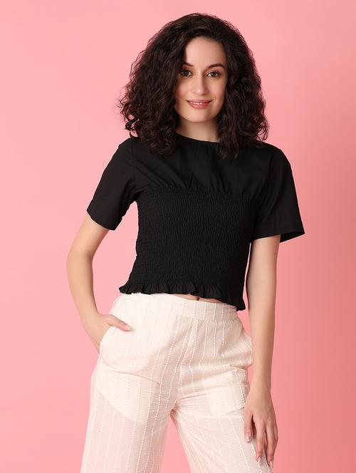 black solid regular top - 21222964 - Standard Image - 0