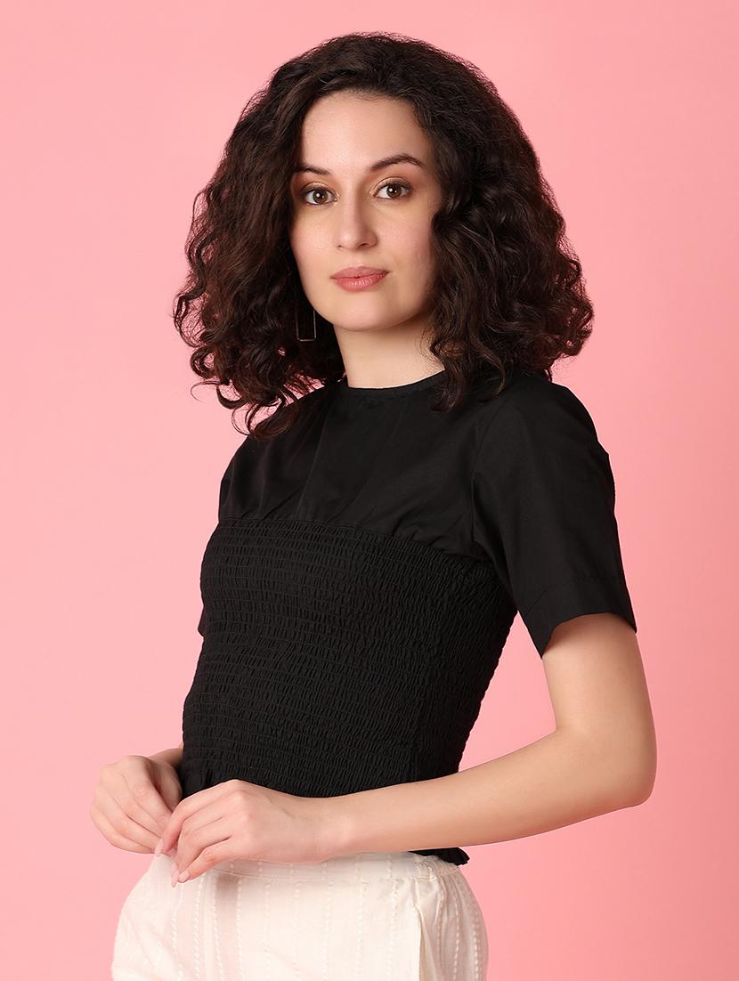 black solid regular top - 21222964 - Standard Image - 1