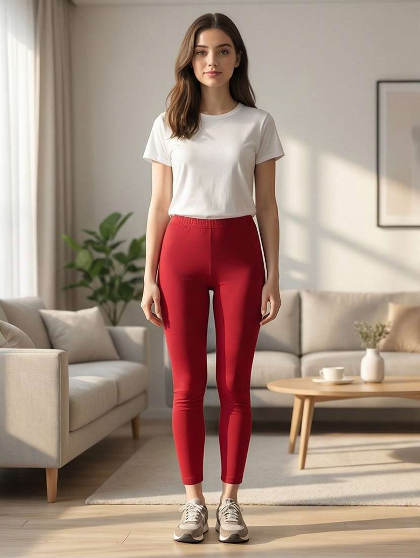 women solid mid rise ankle length leggings - 21223085 -  Standard Image - 1