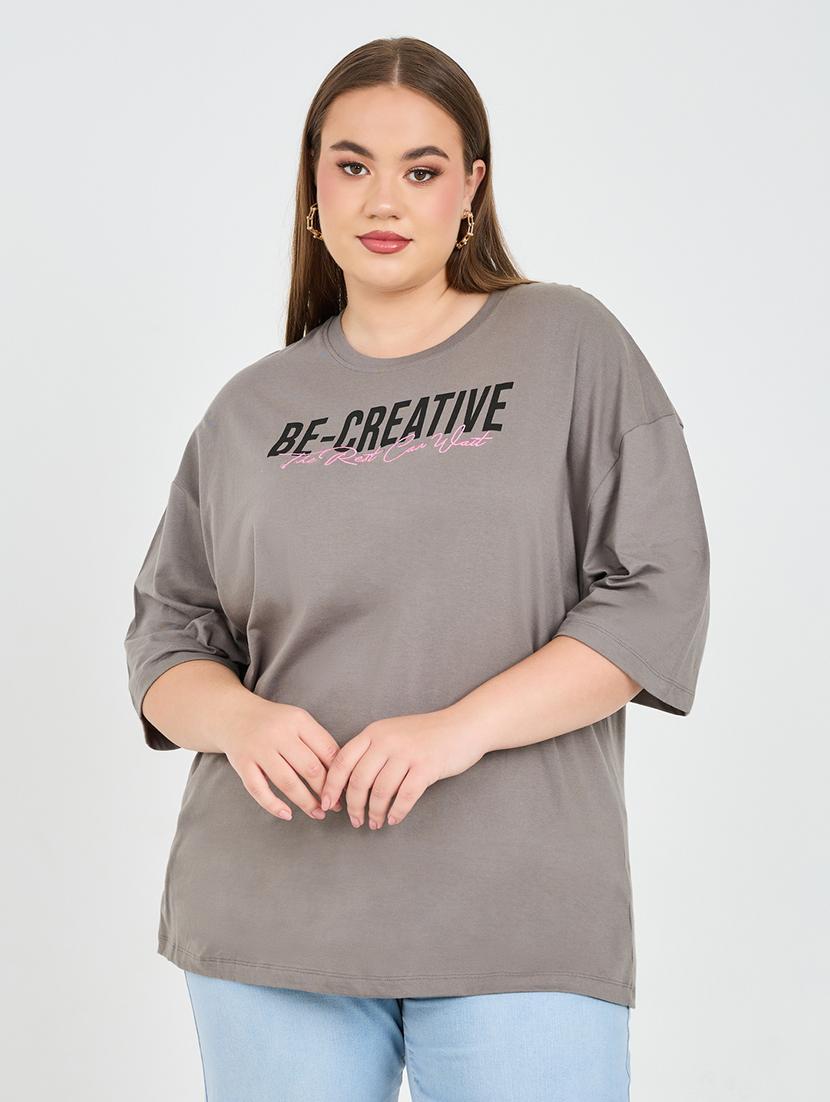 charcoal cotton regular tshirt - 21223549 - Zoom Image - 0