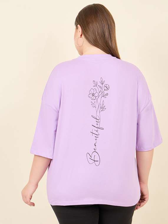 purple cotton back print tshirt - 21223550 -  Standard Image - 1