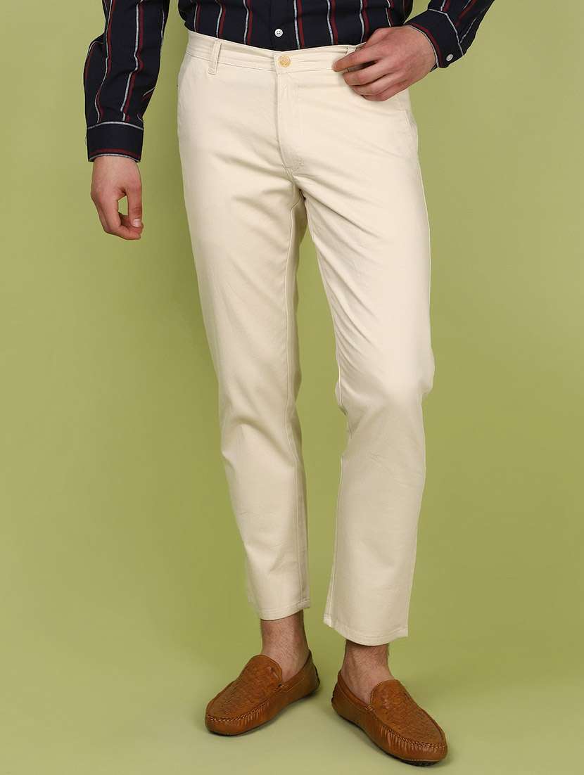 cream cotton casual chinos trouser
