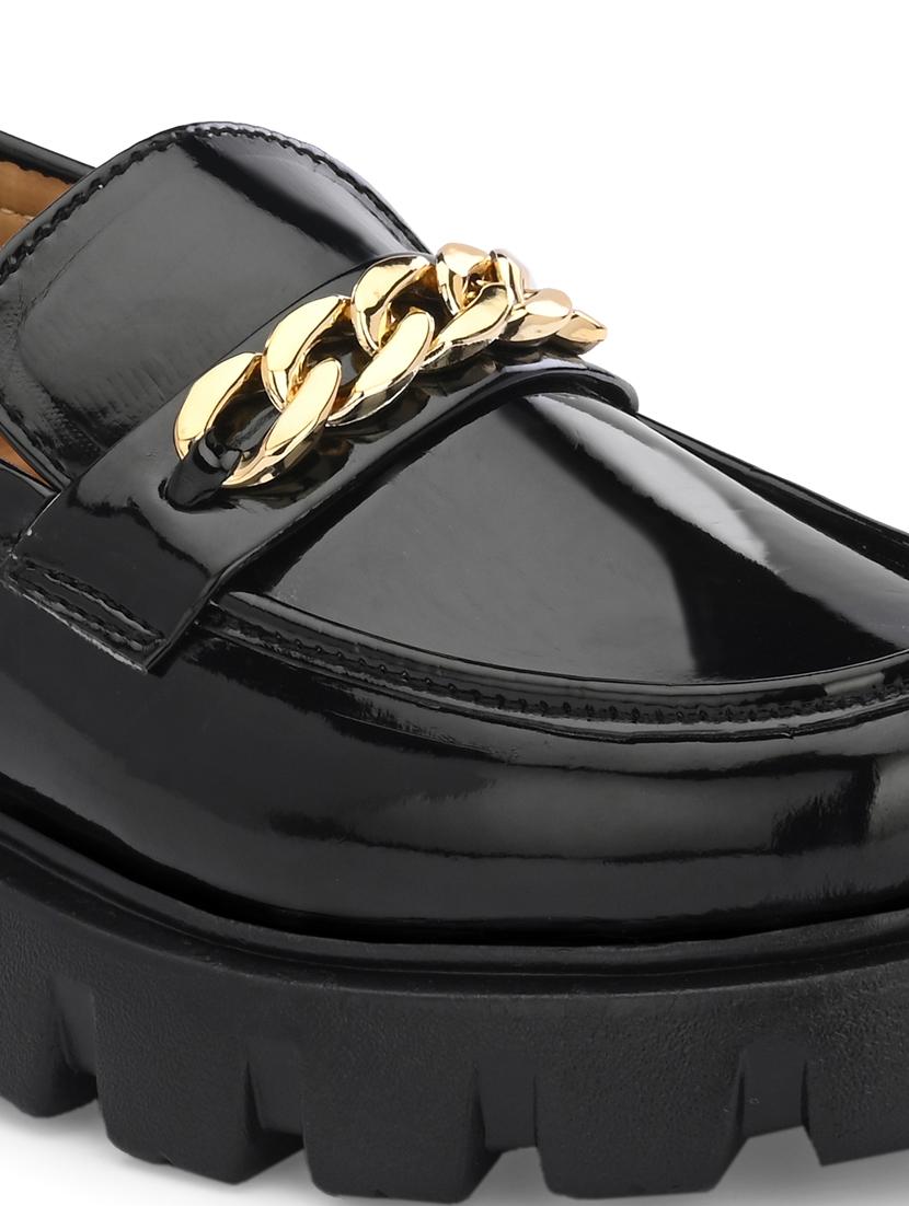 black synthetic slip on loafers - 21223641 - Standard Image - 4