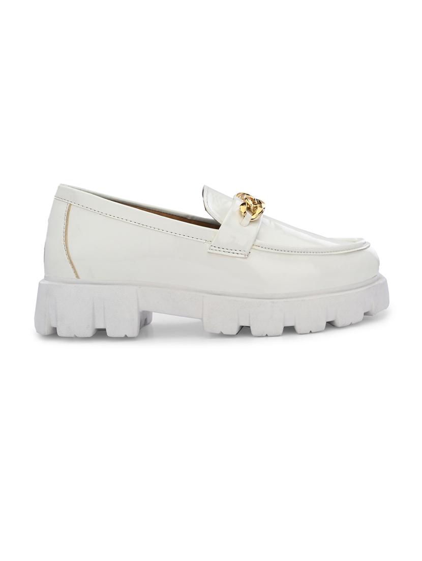 white synthetic slip on loafers - 21223642 - Standard Image - 1