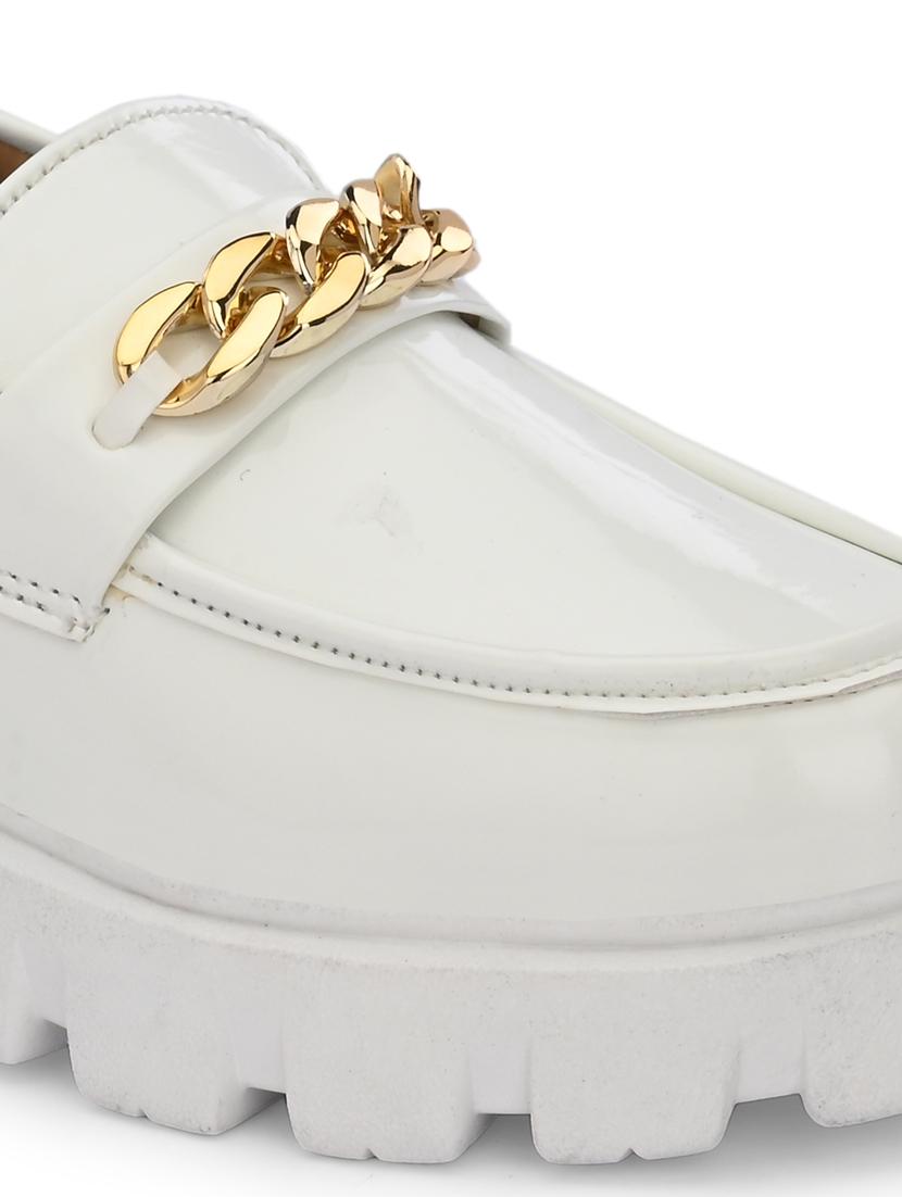white synthetic slip on loafers - 21223642 - Standard Image - 4