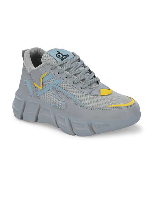grey synthetic laceup casual shoes - 21223649 - Standard Image - 0