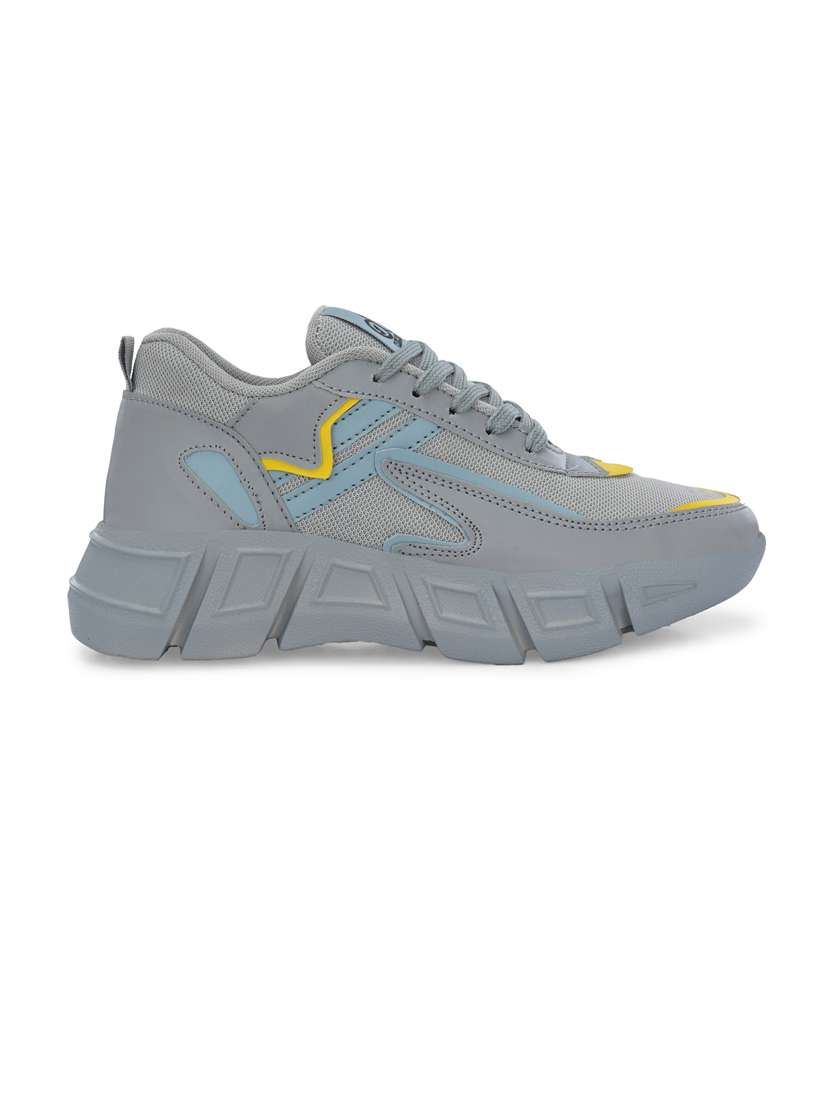 grey synthetic laceup casual shoes - 21223649 - Standard Image - 1