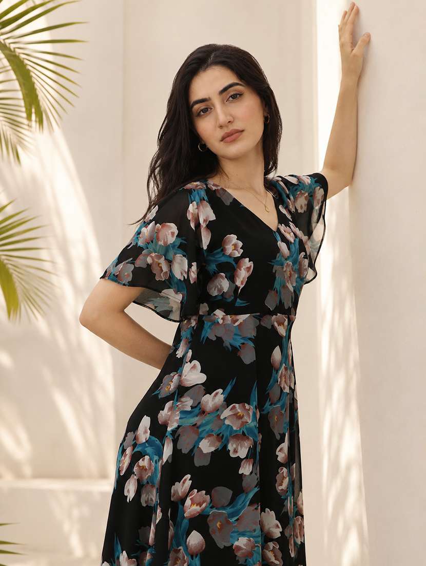women floral printed fit & flare dress - 21223669 -  Standard Image - 1