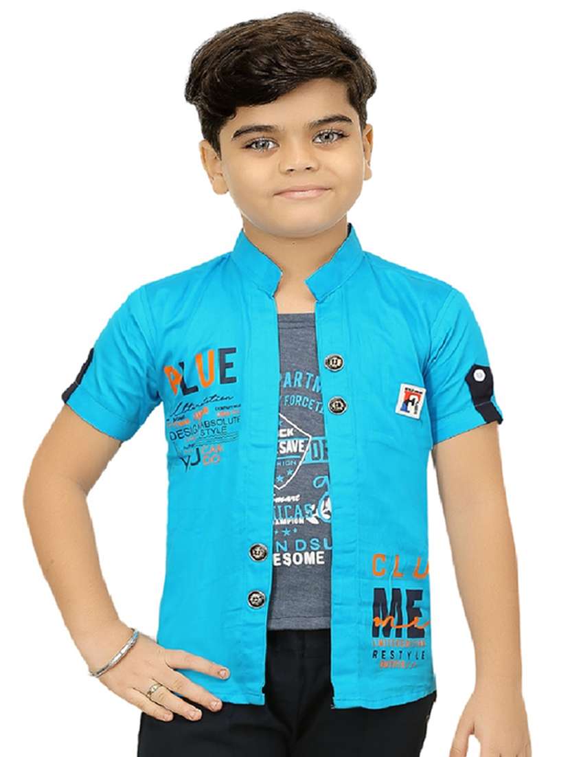 boys short sleeves printed jacket with t-shirt