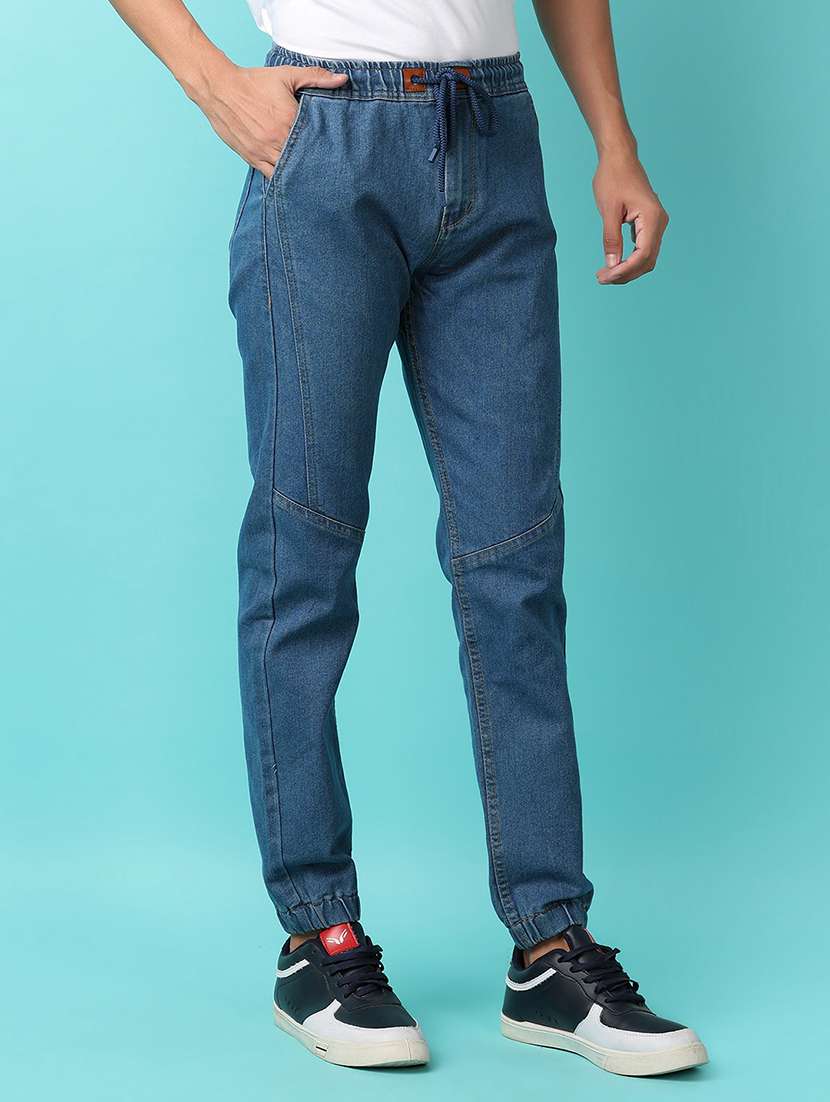 men solid mid rise jogger - 21224459 -  Standard Image - 1