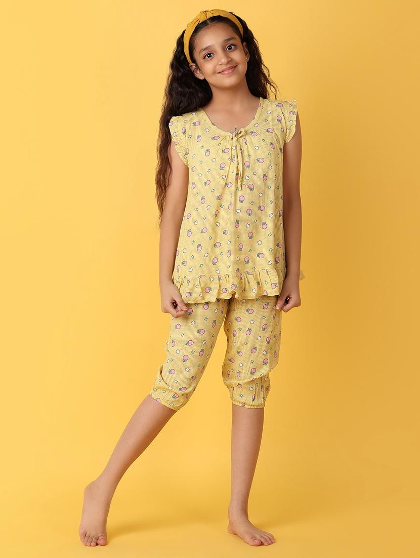 girls yellow cotton capri set  - 21224479 -  Standard Image - 1