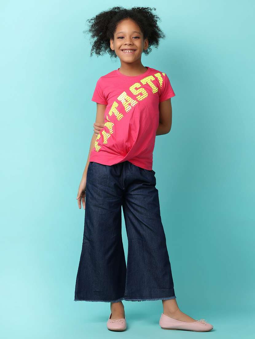 girls fuchsia pink cotton regular tee - 21224488 -  Standard Image - 4