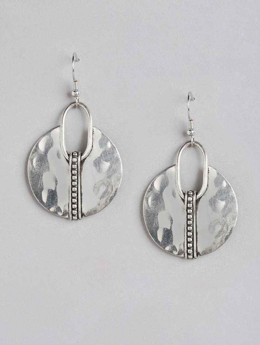 silver metal drop earring