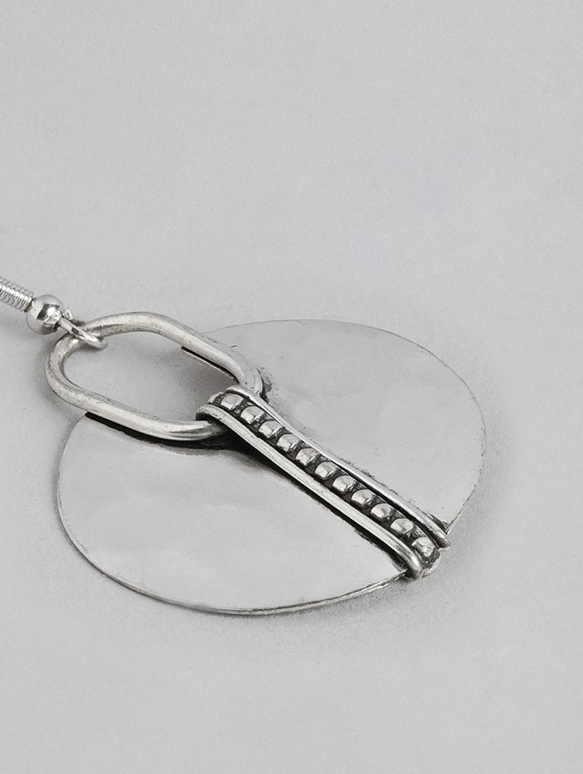 silver metal drop earring - 21225013 - Standard Image - 1