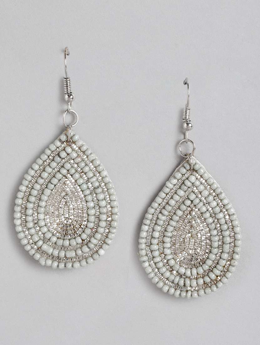 silver metal drop earrings