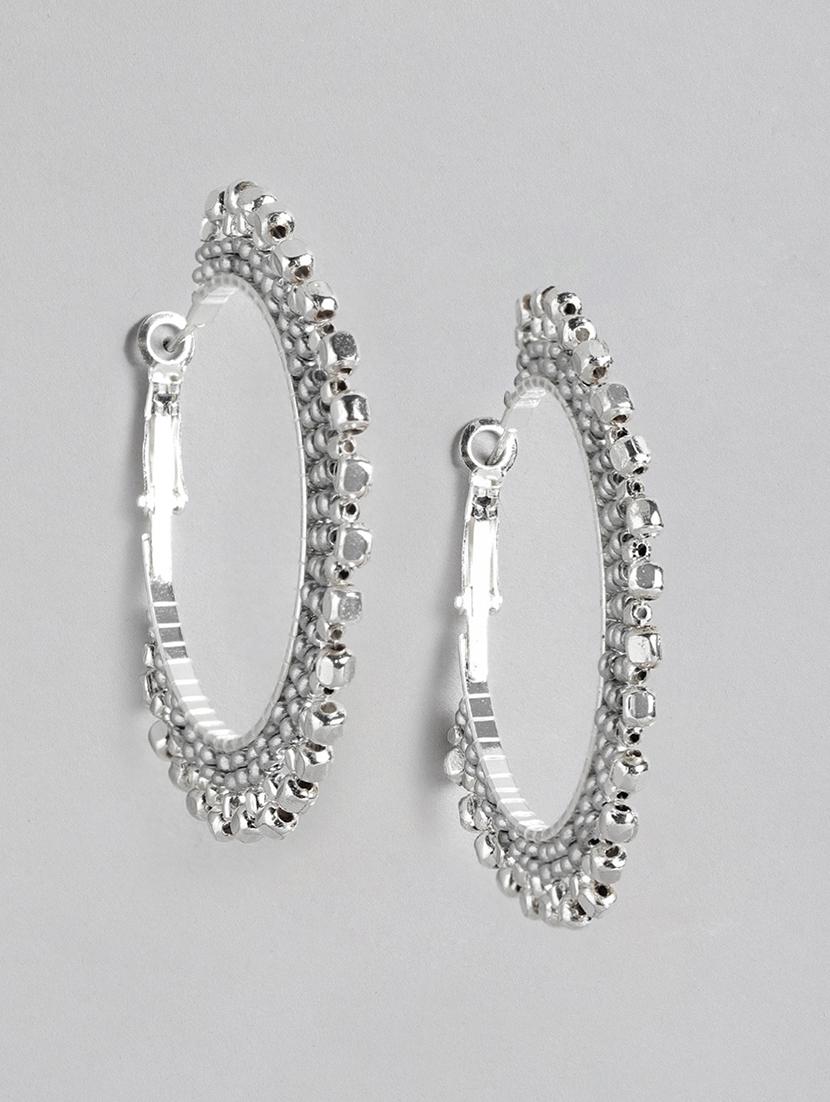 silver-plated circular hoop earrings - 21225023 -  Zoom Image - 0