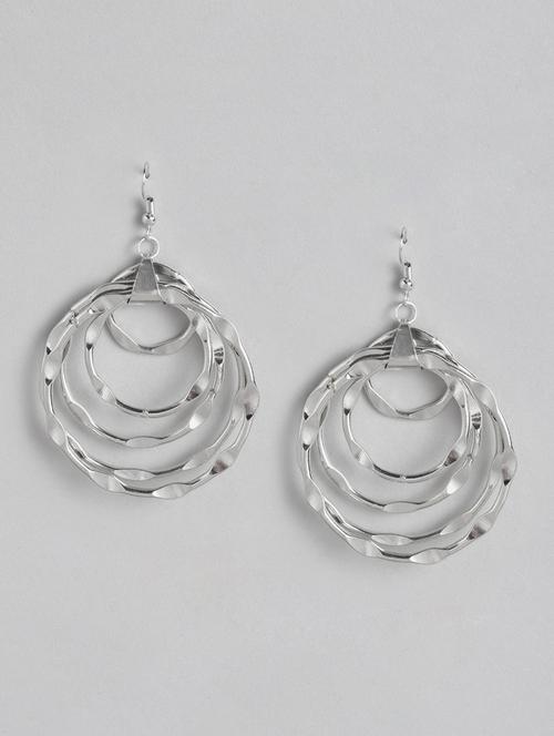 silver metal drop earring - 21225041 - Standard Image - 0