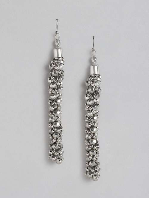 silver metal drop earring - 21225050 - Standard Image - 0