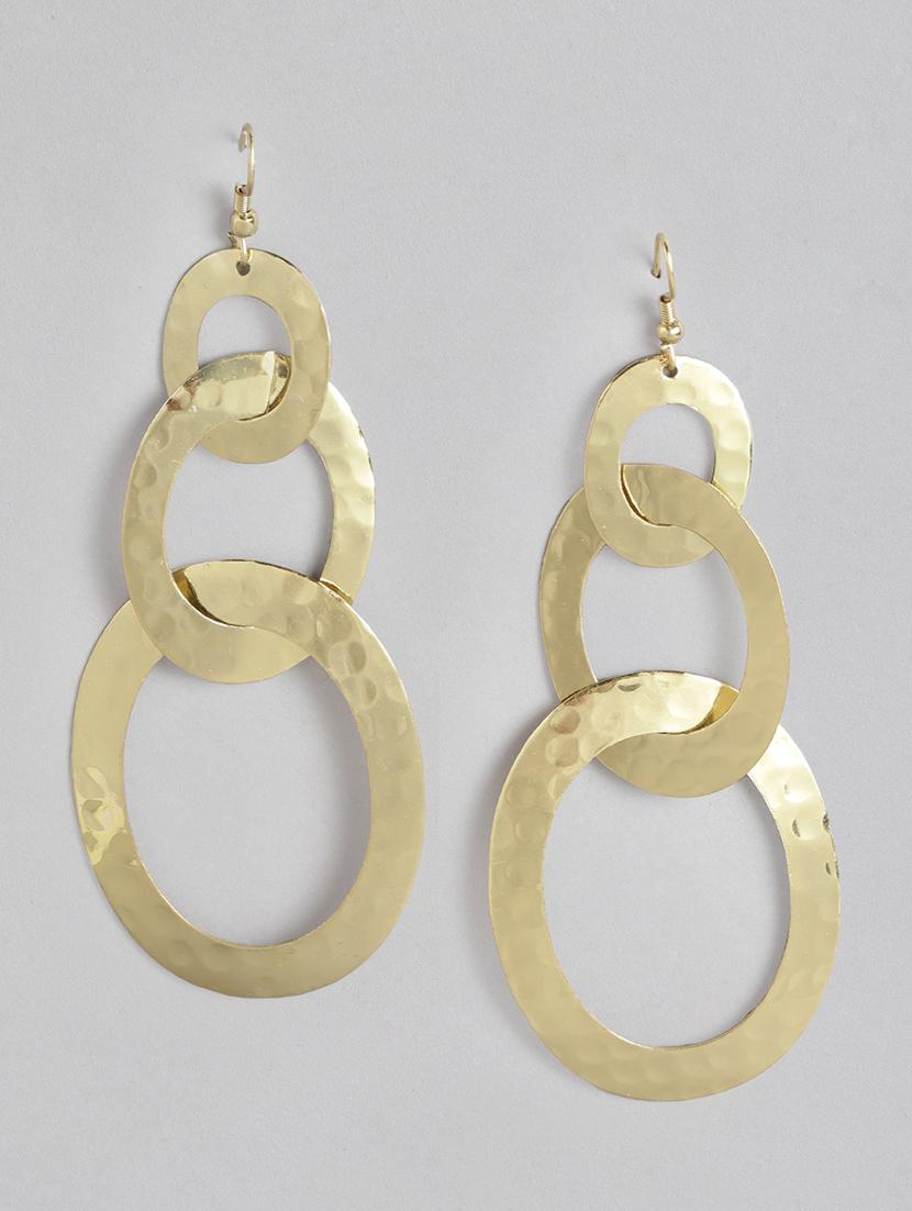 gold-plated oval drop earrings - 21225052 -  Zoom Image - 0